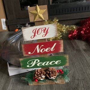 Joy Noel peace Christmas wooden decoration please check
